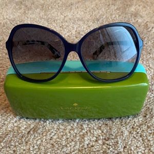 Kate Spade Blue Round Sunglasses w / Leopard stems